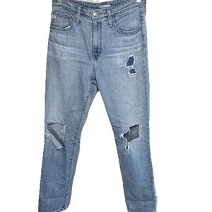 Alexa Chung For AG Adriano Goldschmeid Jeans Distressed Straight Mid Rise 29R